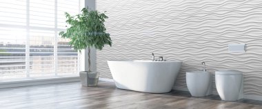 Modern parlak iç. 3D render