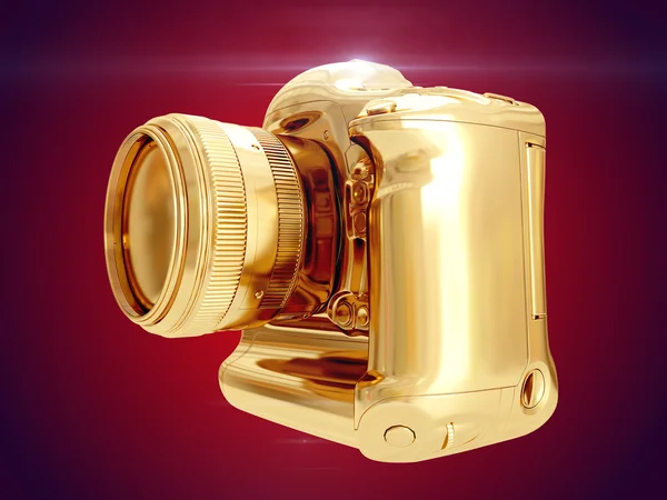 Golden camera. 3D rendering — Stock Photo, Image