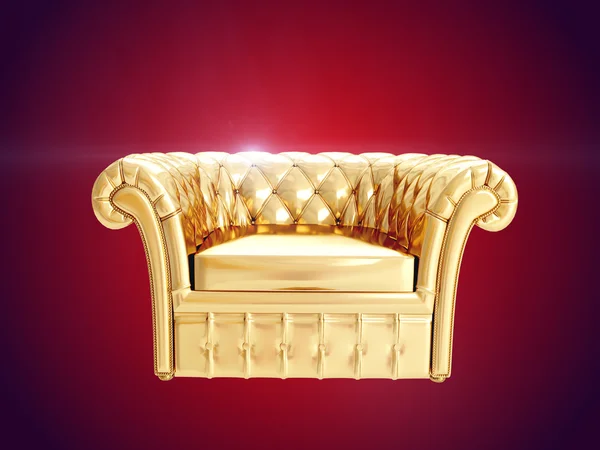 Gold armchair. 3D rendering — Stock Photo, Image