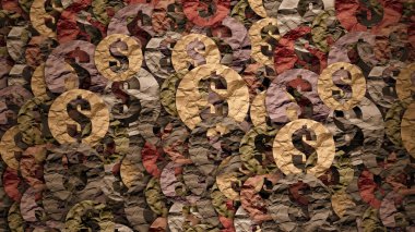 Kağıttan yapılmış dolar sembolü. Para kavramı.