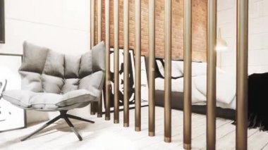 Modern parlak iç. 3D render