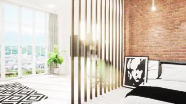 Modern parlak iç. 3D render