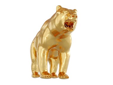 Altın ayı beyaz arka planda izole edilmiştir. 3d hazırlayıcı