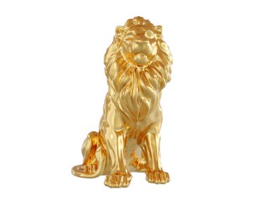 Altın aslan beyaz bir arka planda izole edilmiştir. 3d hazırlayıcı