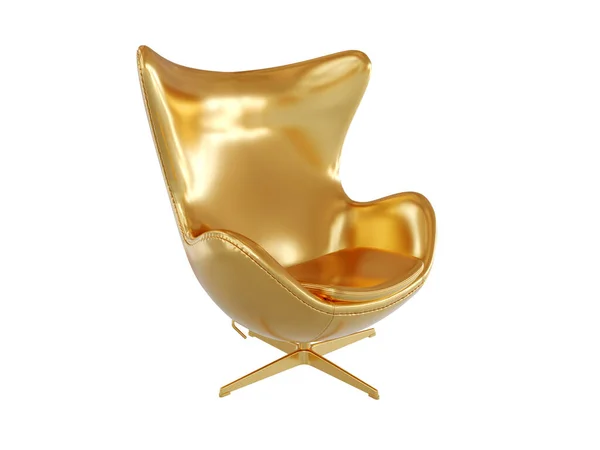 La sedia dorata è isolata su uno sfondo bianco. rendering 3d — Foto Stock