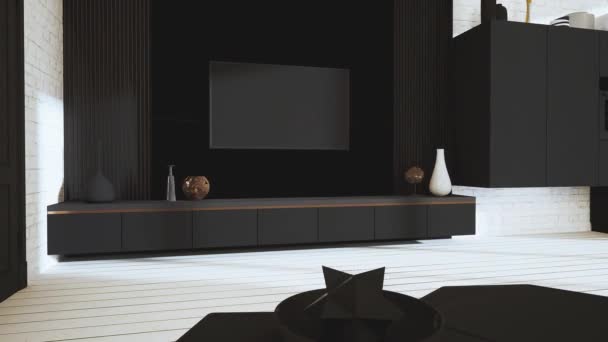 Moderno diseño interior brillante. 3d renderizar — Vídeos de Stock