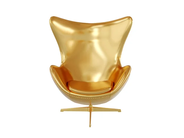 Золотий стілець ізольований на білому тлі. 3d візуалізація — стокове фото