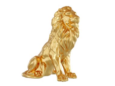Altın aslan beyaz bir arka planda izole edilmiştir. 3d hazırlayıcı