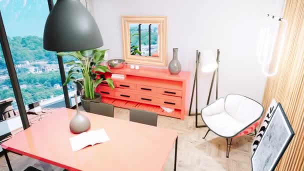 Design interior modern frumos. Redare 3D — Videoclip de stoc