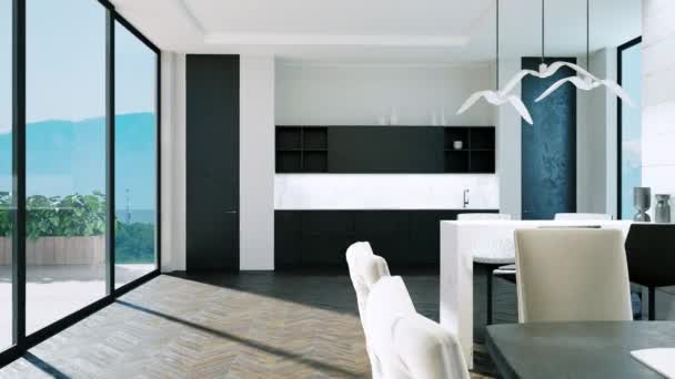 Moderno bellissimo design degli interni. Rendering 3D — Video Stock