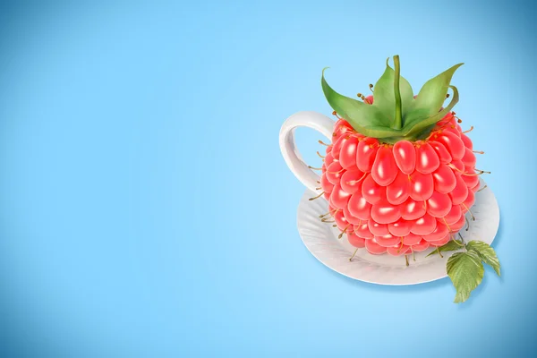 Raspberry tea cup — Stock Photo, Image