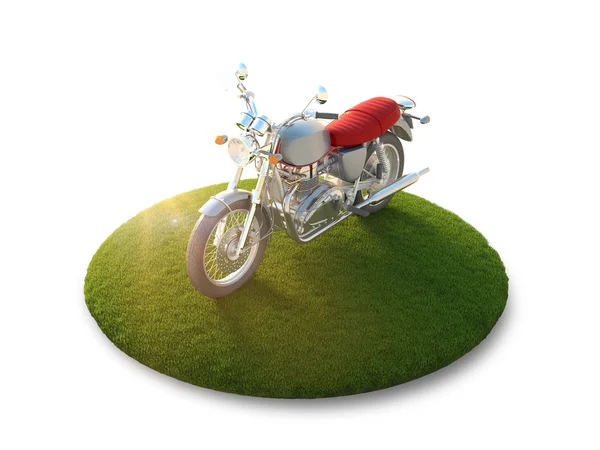 Motorrad auf einer fliegenden Insel — Stockfoto