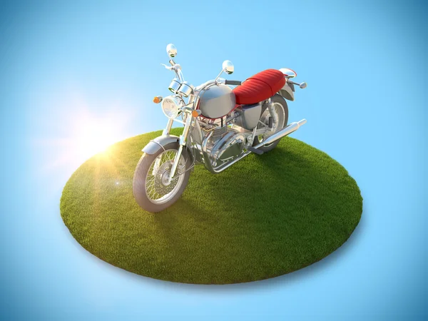 Motorrad auf einer fliegenden Insel — Stockfoto