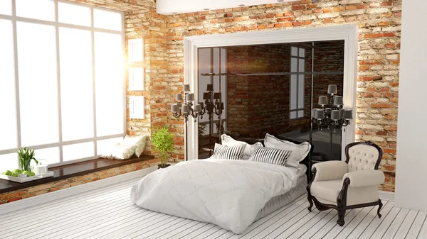 Bella camera da letto moderna interni — Foto Stock