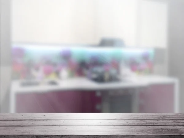 Deska stolu a rozmazání interiér — Stock fotografie