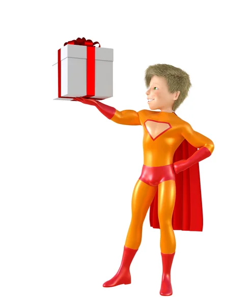Piccolo supereroe in posa — Foto Stock