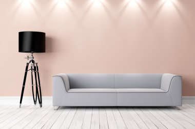 Modern parlak iç. 3D render