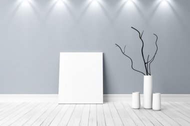 Modern parlak iç. 3D render