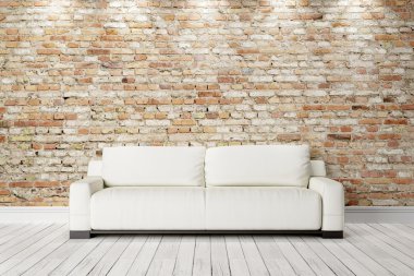 Modern parlak iç. 3D render