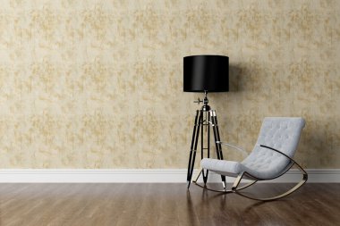 Modern parlak iç. 3D render