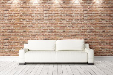 Modern parlak iç. 3D render