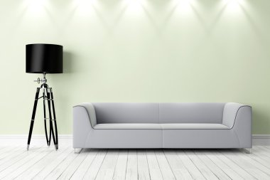 Modern parlak iç. 3D render