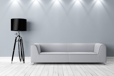 Modern parlak iç. 3D render