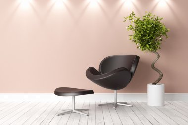 Modern parlak iç. 3D render