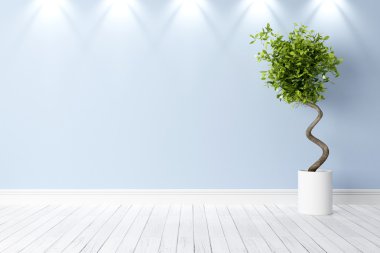 Modern parlak iç. 3D render