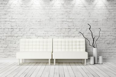 Modern parlak iç. 3D render