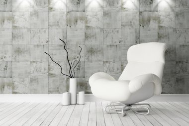 Modern parlak iç. 3D render