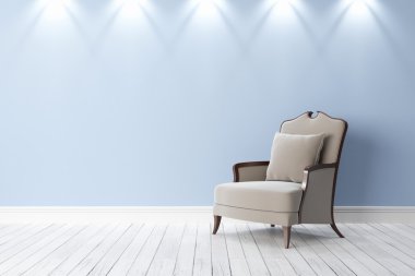 Modern parlak iç. 3D render