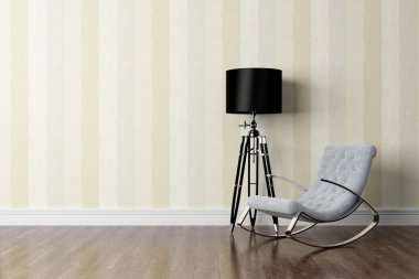 Modern parlak iç. 3D render