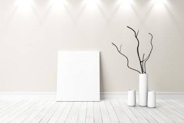 Modern parlak iç. 3D render