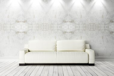 Modern parlak iç. 3D render