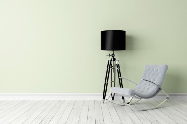 Modern parlak iç. 3D render
