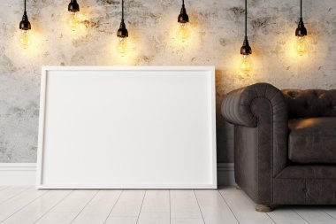 Modern parlak iç. 3D render