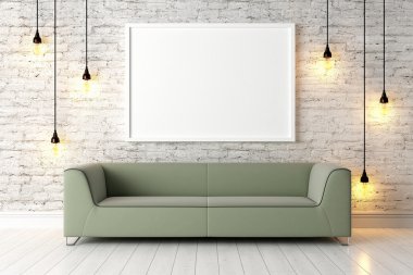 Modern parlak iç. 3D render