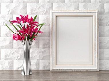 Boş modern stil çerçevesi, 3d render