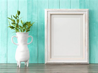 Boş modern stil çerçevesi, 3d render