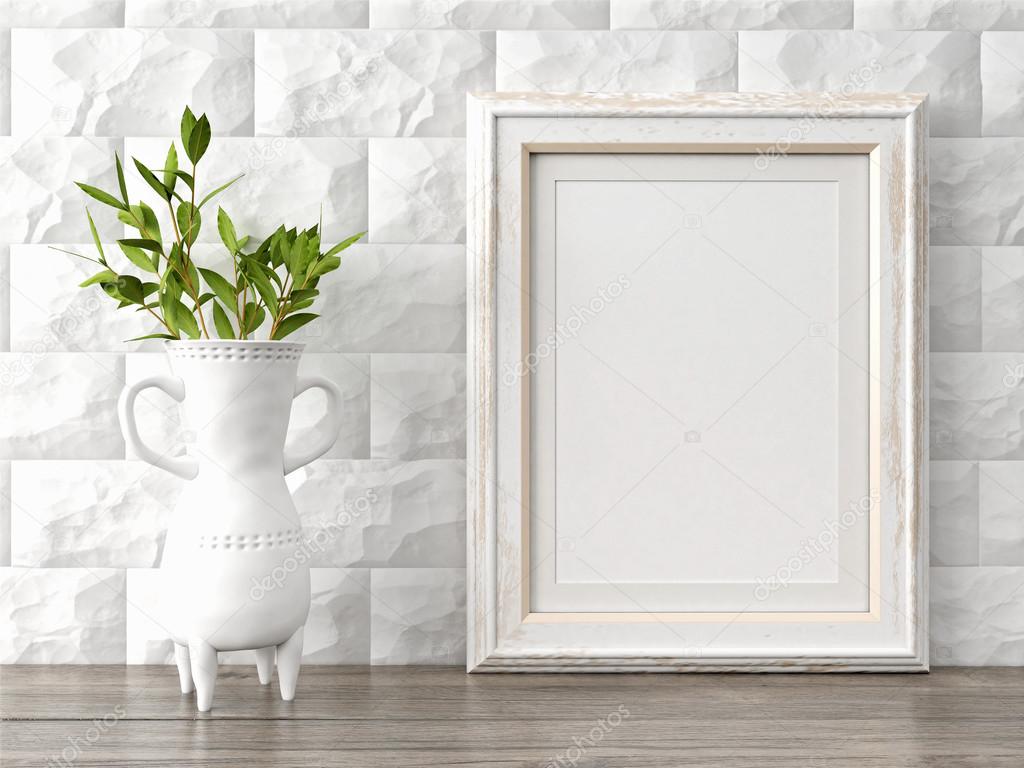 Empty modern style frame, 3D render