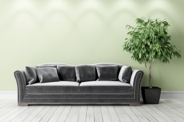 Modern parlak iç. 3D render