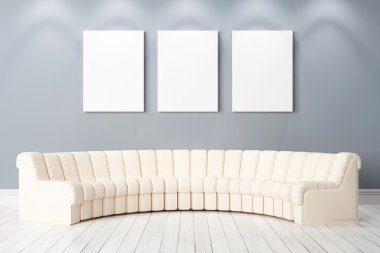 Modern parlak iç. 3D render