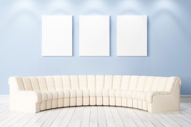 Modern parlak iç. 3D render