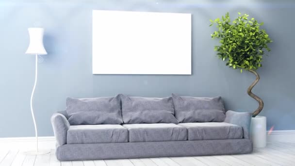 Krásná obývací pokoj 3d vykreslení — Stock video