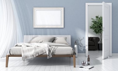 Modern parlak iç. 3D render