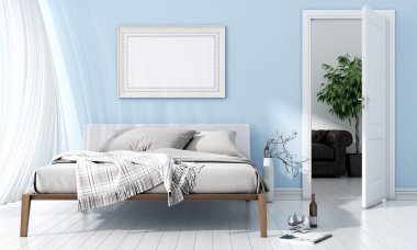 Modern parlak iç. 3D render