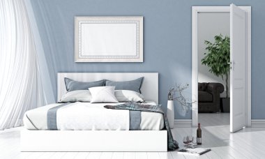 Modern parlak iç. 3D render