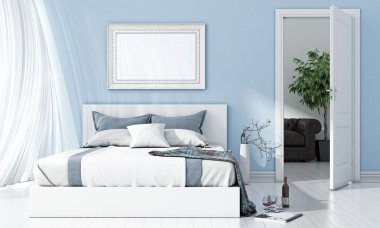 Modern parlak iç. 3D render