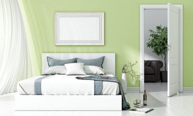 Modern parlak iç. 3D render